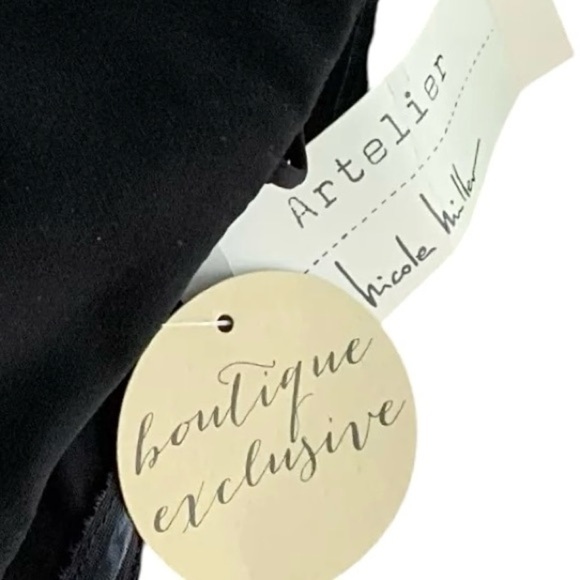 Nicole Miller Artelier Cropped Bandeau Ruffle Strapless Top Black Size Large - Picture 5 of 7